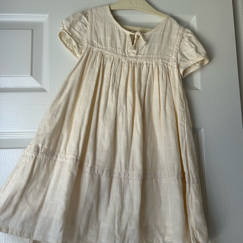 Old Navy Cream Button-Front Cotton Dress for Girls
